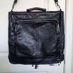 Genuine leather black garment bag